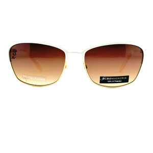 BCBG Maxazria Destiny White Sunglasses Frame Brown Lens half Rim H13441